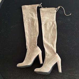Stuart Weitzman OTK Highland boots.  Size 8 Taupe color (gray/tan).